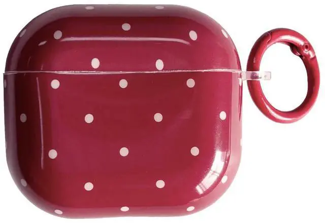 Main image of White Polka Dot Red Case with Lock for Airpods 3 Gen,Vintage Aesthetic Pattern Stylish Luxury Trendy Retro Girls Women Protective Cover for Airpod 3rd Genetation