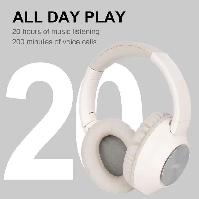 Alt view image 4 of 6 - Over Ear Wireless Bluetooth Headphones, Foldable HiFi Stereo Headphones with 20H Playtime, Bluetooth 5.3, FM/TF, LED Lights for Cellphone Home NX400, White