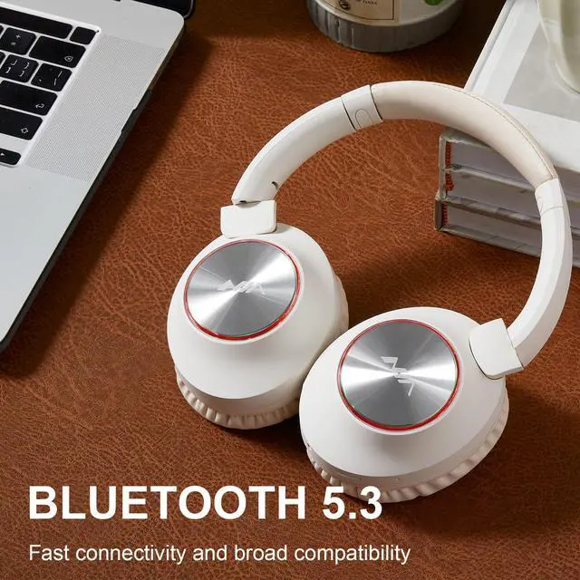 Alt view image 6 of 6 - Over Ear Wireless Bluetooth Headphones, Foldable HiFi Stereo Headphones with 20H Playtime, Bluetooth 5.3, FM/TF, LED Lights for Cellphone Home NX400, White