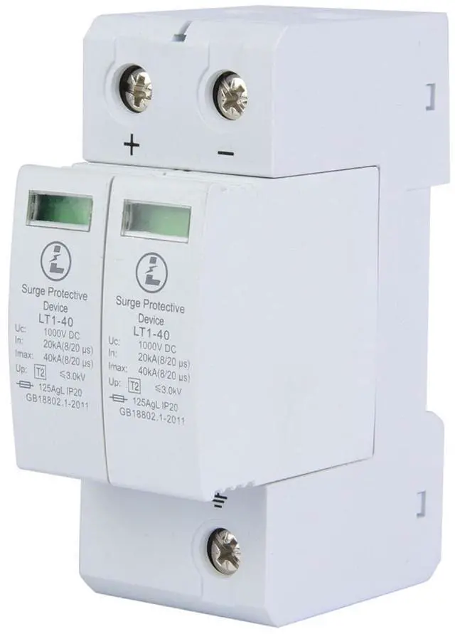 Main image of 2P Surge Arrester Device, Protective Device DC Photovoltaic Protector Low-Voltage Arrester DC Protector Breaker for Home(2P40KA)