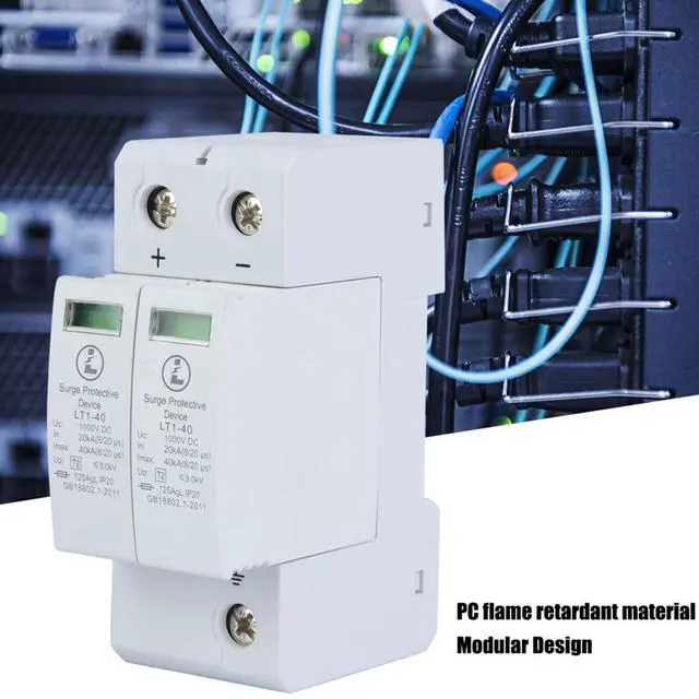 Alt view image 2 of 7 - 2P Surge Arrester Device, Protective Device DC Photovoltaic Protector Low-Voltage Arrester DC Protector Breaker for Home(2P40KA)