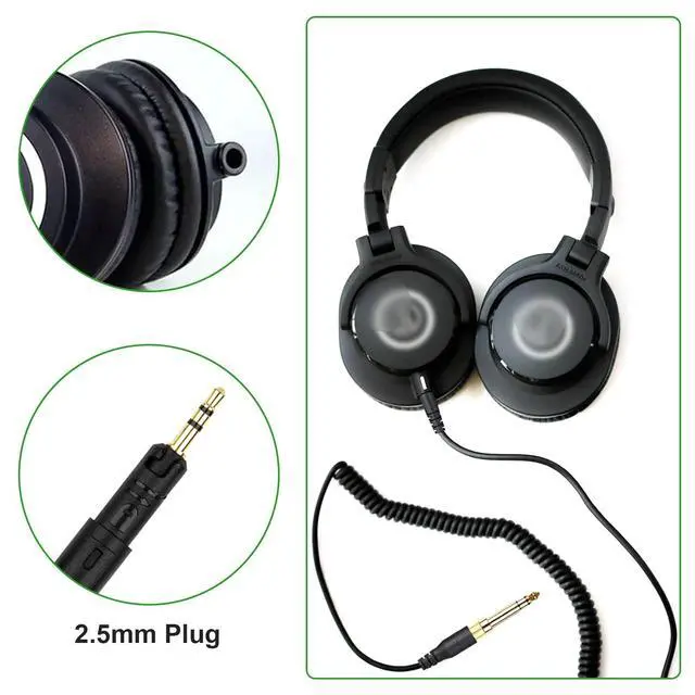 Alt view image 5 of 6 - ATH-M50x Replacement Cable, Audio Cable Compatible with Audio Technica ATH-M50xATH-M40xATH-M70xATH-M60x Coiled AUX Headphone Extension Cable with 6.35mm(1/4") Adapter(4ft extends to 10ft)