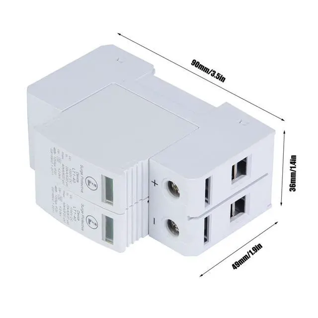 Alt view image 4 of 7 - 2P Surge Arrester Device, Protective Device DC Photovoltaic Protector Low-Voltage Arrester DC Protector Breaker for Home(2P40KA)