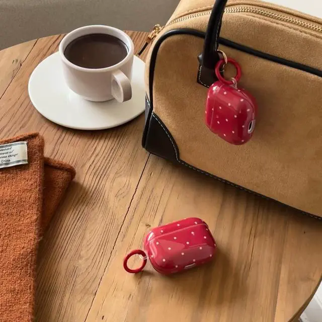 Alt view image 4 of 6 - White Polka Dot Red Case with Lock for Airpods Pro 2 Gen,Vintage Aesthetic Pattern Stylish Luxury Trendy Retro Girls Women Protective Cover for Airpod Pro 2 Genetatio