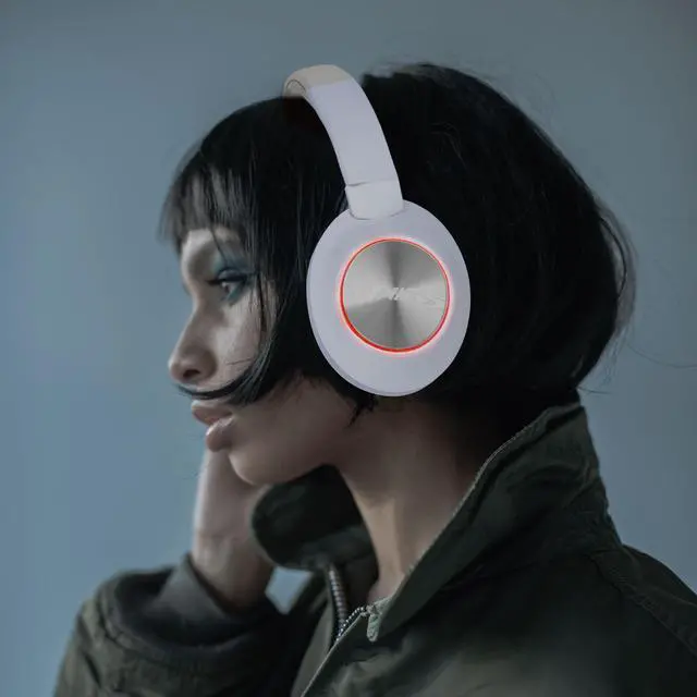 Alt view image 3 of 6 - Over Ear Wireless Bluetooth Headphones, Foldable HiFi Stereo Headphones with 20H Playtime, Bluetooth 5.3, FM/TF, LED Lights for Cellphone Home NX400, White