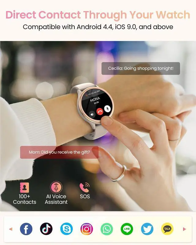 Alt view image 2 of 6 - Smart Watches for Women Gifts (Answer/Make Calls) for Android Phones iPhone Compatible, 2024 Christmas Birthday Gifts for Women Men 7/24 Fitness Watches for Women Fitness Tracker for Womens, Pedometer