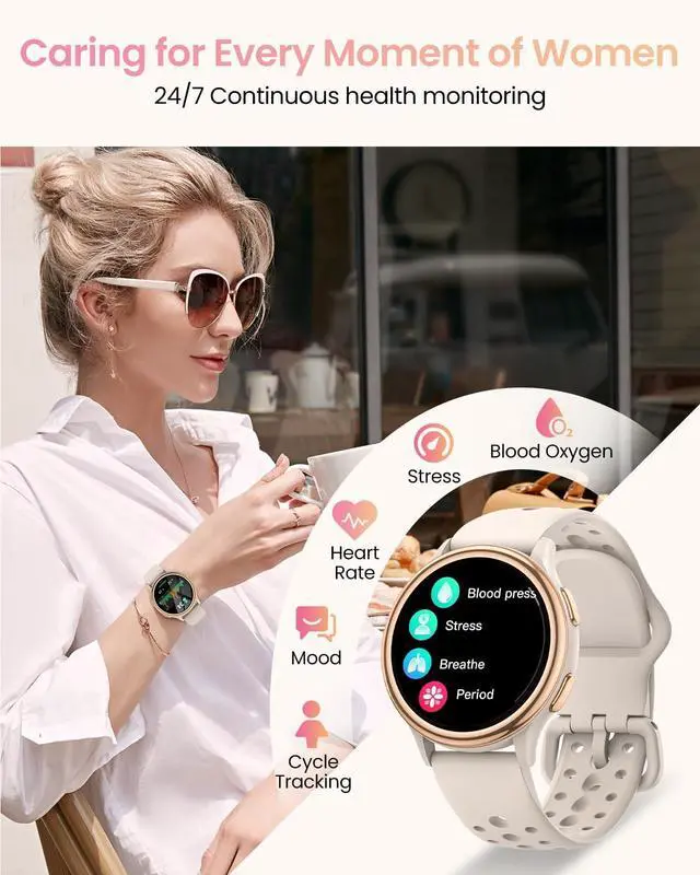Alt view image 3 of 6 - Smart Watches for Women Gifts (Answer/Make Calls) for Android Phones iPhone Compatible, 2024 Christmas Birthday Gifts for Women Men 7/24 Fitness Watches for Women Fitness Tracker for Womens, Pedometer