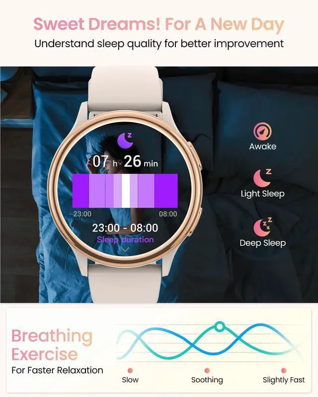 Alt view image 4 of 6 - Smart Watches for Women Gifts (Answer/Make Calls) for Android Phones iPhone Compatible, 2024 Christmas Birthday Gifts for Women Men 7/24 Fitness Watches for Women Fitness Tracker for Womens, Pedometer
