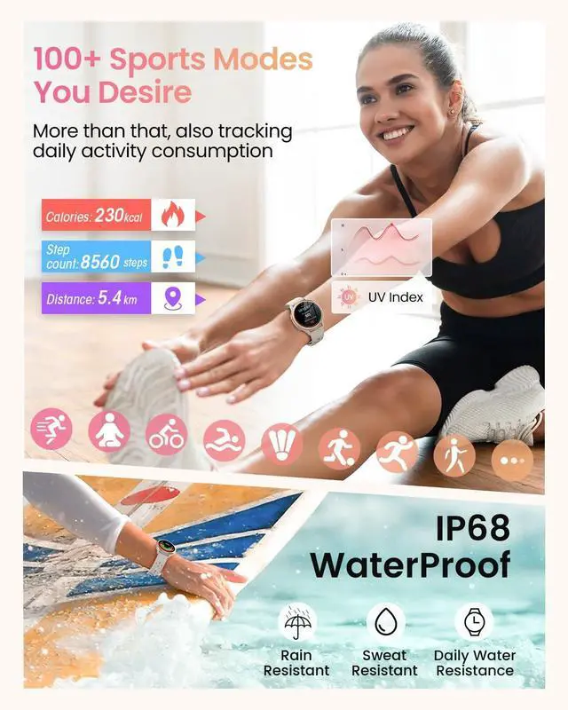 Alt view image 5 of 6 - Smart Watches for Women Gifts (Answer/Make Calls) for Android Phones iPhone Compatible, 2024 Christmas Birthday Gifts for Women Men 7/24 Fitness Watches for Women Fitness Tracker for Womens, Pedometer