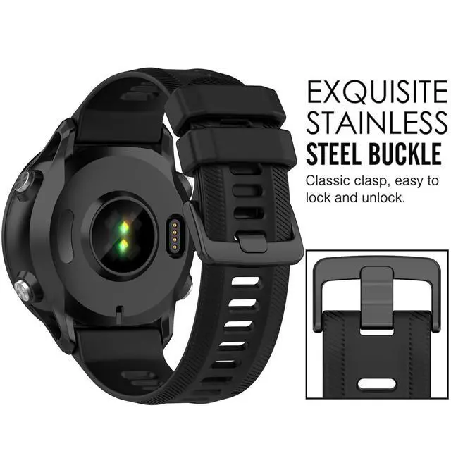 Alt view image 5 of 7 - Band for Garmin Forerunner 955, Soft Silicone Replacement Band for Garmin Forerunner 955 Solar (No Tracker, Replacement Bands Only)