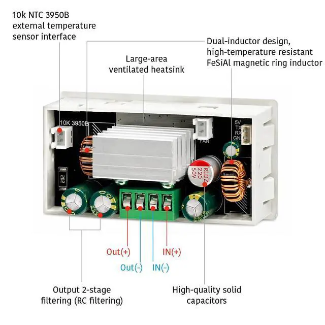 Alt view image 3 of 7 - 60W DC Boost Buck Converter, CC CV CP Solar Charging Power Module | 5A Adjustable DC-DC Voltage Regulator for Solar Panel Lab Power Supply DIY, 6-36V to 0-36V with MPPT Solar Charging