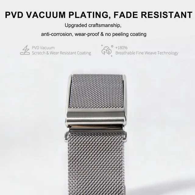 Alt view image 2 of 7 - Milanese Stainless Steel Band Compatible with WHOOP 5.0, One, Peak, Life Lightweight Magnetic Breathable Metal Replacement Strap & Fully Adjustable Wristband