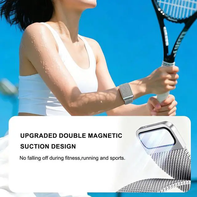 Alt view image 4 of 7 - Milanese Stainless Steel Band Compatible with WHOOP 5.0, One, Peak, Life Lightweight Magnetic Breathable Metal Replacement Strap & Fully Adjustable Wristband
