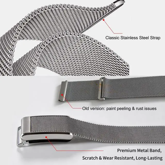 Alt view image 5 of 7 - Milanese Stainless Steel Band Compatible with WHOOP 5.0, One, Peak, Life Lightweight Magnetic Breathable Metal Replacement Strap & Fully Adjustable Wristband