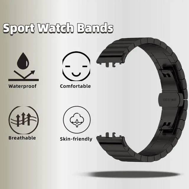 Alt view image 3 of 6 - Metal Strap Compatible with Samsung Galaxy Fit 3 SM-R390, Thin Light Stainless Steel Band with Buckle Protective Cover for Galaxy Fit 3