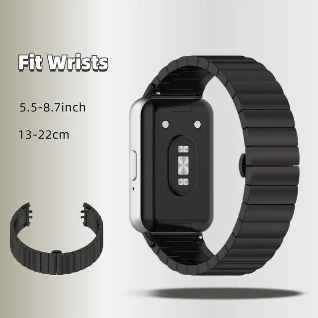 Alt view image 4 of 6 - Metal Strap Compatible with Samsung Galaxy Fit 3 SM-R390, Thin Light Stainless Steel Band with Buckle Protective Cover for Galaxy Fit 3