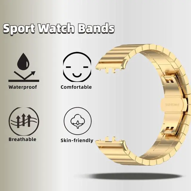 Alt view image 3 of 6 - Metal Strap Compatible with Samsung Galaxy Fit 3 SM-R390, Thin Light Stainless Steel Band with Buckle Protective Cover for Galaxy Fit 3