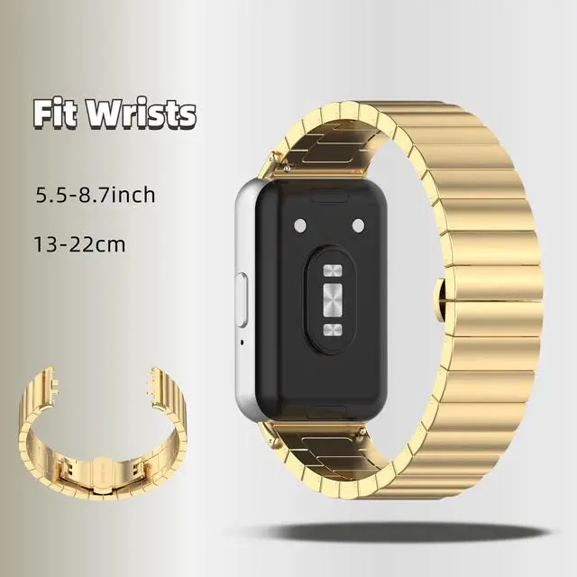Alt view image 4 of 6 - Metal Strap Compatible with Samsung Galaxy Fit 3 SM-R390, Thin Light Stainless Steel Band with Buckle Protective Cover for Galaxy Fit 3