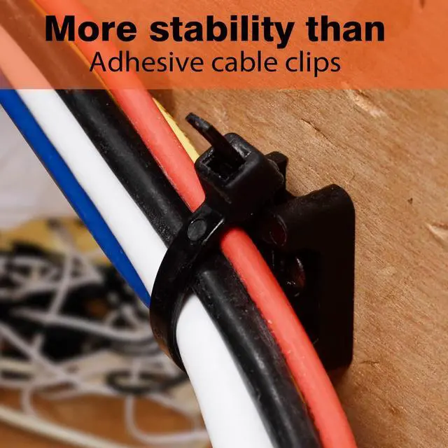 Alt view image 6 of 7 - 75 Pcs Cable Zip Ties Base Saddle Type Mounts with 6 Inch & 0.19 Inch Cable Ties and Stainless steel Screw, Anchor Wire Cable Clips Organizer Holders Clamps fasteners (Black/White)