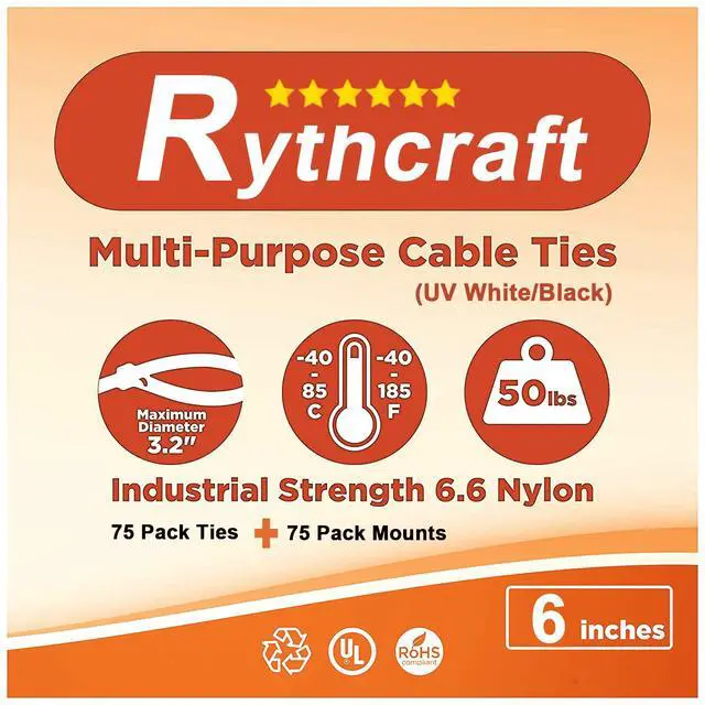Alt view image 7 of 7 - 75 Pcs Cable Zip Ties Base Saddle Type Mounts with 6 Inch & 0.19 Inch Cable Ties and Stainless steel Screw, Anchor Wire Cable Clips Organizer Holders Clamps fasteners (Black/White)