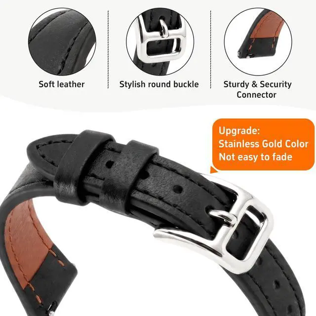 Alt view image 2 of 7 - Harakiri Leather Bands Compatible with Garmin Lily 2 | Quick Release Replacement Adjustable Wristband for Lily 2 Classic/Active Smart Watch Accessory Thin Watch Wristband for Women