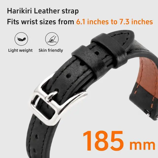 Alt view image 4 of 7 - Harakiri Leather Bands Compatible with Garmin Lily 2 | Quick Release Replacement Adjustable Wristband for Lily 2 Classic/Active Smart Watch Accessory Thin Watch Wristband for Women