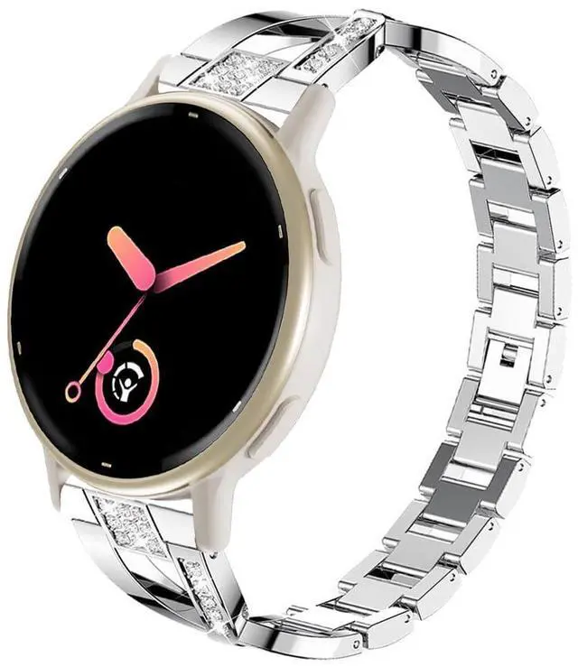 Main image of Compatible for Garmin Vivoactive 6/Vivoactive 5/3/3 Music Band, 20mm Metal Bling Jewelry Rhinestone Strap Wristband for Venu Sq 2/Venu 2 Plus/Approach S50/Forerunner 158/165/245/570 42mm
