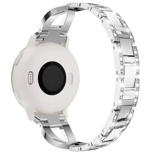 Alt view image 2 of 7 - Compatible for Garmin Vivoactive 6/Vivoactive 5/3/3 Music Band, 20mm Metal Bling Jewelry Rhinestone Strap Wristband for Venu Sq 2/Venu 2 Plus/Approach S50/Forerunner 158/165/245/570 42mm