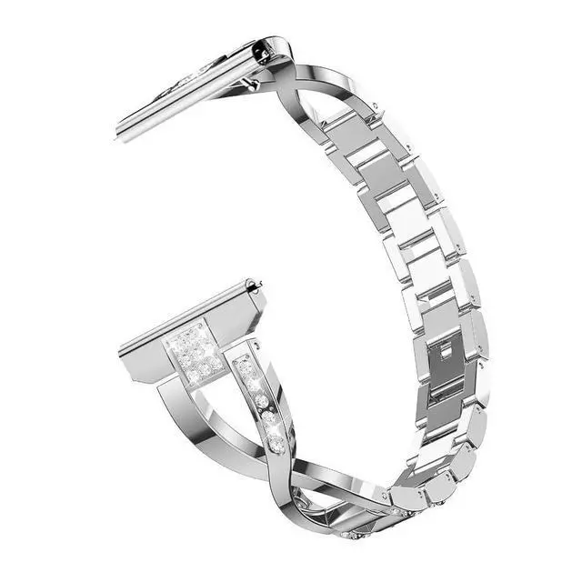 Alt view image 3 of 7 - Compatible for Garmin Vivoactive 6/Vivoactive 5/3/3 Music Band, 20mm Metal Bling Jewelry Rhinestone Strap Wristband for Venu Sq 2/Venu 2 Plus/Approach S50/Forerunner 158/165/245/570 42mm