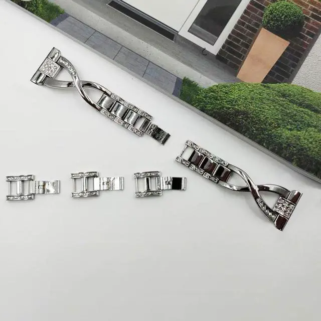 Alt view image 6 of 7 - Compatible for Garmin Vivoactive 6/Vivoactive 5/3/3 Music Band, 20mm Metal Bling Jewelry Rhinestone Strap Wristband for Venu Sq 2/Venu 2 Plus/Approach S50/Forerunner 158/165/245/570 42mm
