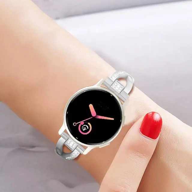 Alt view image 7 of 7 - Compatible for Garmin Vivoactive 6/Vivoactive 5/3/3 Music Band, 20mm Metal Bling Jewelry Rhinestone Strap Wristband for Venu Sq 2/Venu 2 Plus/Approach S50/Forerunner 158/165/245/570 42mm