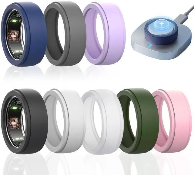 Main image of 8 Pack Ring Cover for Oura Ring 4 Ceramic/Gen 4/ Gen 3, Anti-Scratch Elastic Silicone Rings Protector,Protector Working Out Accessories for Women Men,S for 6/7/8/9/10