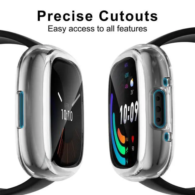 Alt view image 3 of 6 - 5-Pack TPU Case for Fitbit Sense 2/Versa 4, Multi-Color | All-Around TPU Screen Protector Bumper Cover, Anti-Scratch, Slim Protective Shell, For Men Women