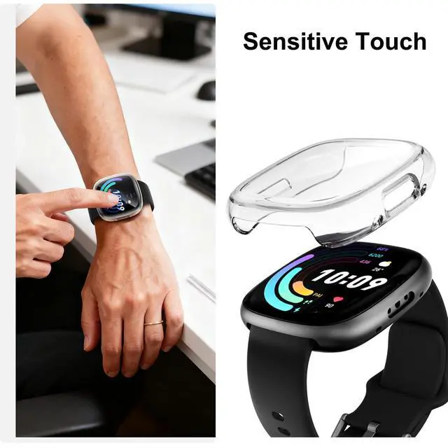 Alt view image 4 of 6 - 5-Pack TPU Case for Fitbit Sense 2/Versa 4, Multi-Color | All-Around TPU Screen Protector Bumper Cover, Anti-Scratch, Slim Protective Shell, For Men Women