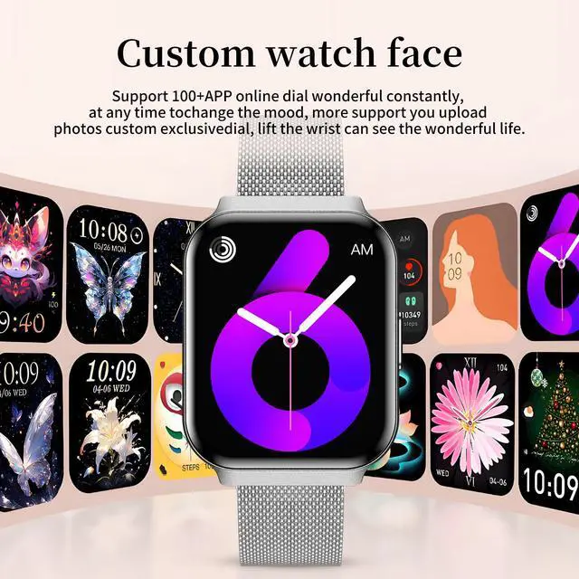 Alt view image 3 of 7 - Welfit Women's Smart Watch, 1.75-inch Blood Pressure, Call/Message, Female Cycle Tracking, Heart Rate and Sleep Monitor, IP68 Waterproof for Android and iOS (Silver 2 Straps)