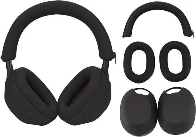 Main image of 3 Set Case Cover for Sony WH-1000XM5 Headphones,Embody Ear Pad Cover/Headband Cover/Ear Cover Soft Silicone Headphones AccessoriesBlack