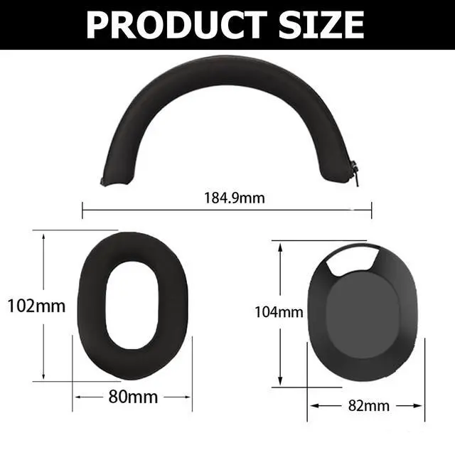 Alt view image 4 of 6 - 3 Set Case Cover for Sony WH-1000XM5 Headphones,Embody Ear Pad Cover/Headband Cover/Ear Cover Soft Silicone Headphones AccessoriesBlack