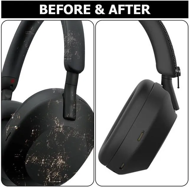 Alt view image 6 of 6 - 3 Set Case Cover for Sony WH-1000XM5 Headphones,Embody Ear Pad Cover/Headband Cover/Ear Cover Soft Silicone Headphones AccessoriesBlack