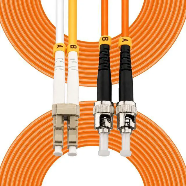 Main image of 65FT LC to ST Fiber Patch Cable OM1, Multimode Duplex Jumper Cord | Long-reach solution for cross-room networking. Bridge LC SFP to legacy ST devices. Low loss, LSZH Orange for Enterprise IT