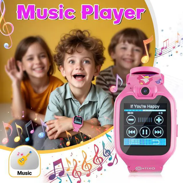 Alt view image 6 of 6 - KW01 Smart Watches for Kids, Pink 1.54" HD Touch Screen Educational Smartwatch Toy with Games Camera Video Recorder Calculator Flashlight Music Player Gift for 3-12 Years Old Boys Girls