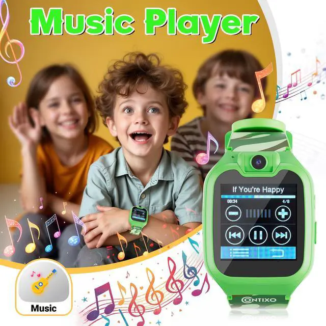 Alt view image 6 of 6 - KW01 Smart Watches for Kids, Green 1.54" HD Touch Screen Educational Smartwatch Toy with Games Camera Video Recorder Calculator Flashlight Music Player Gift for 3-12 Years Old Boys Girls