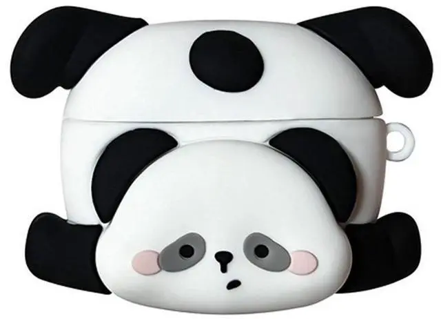 Main image of Case Compatible with Airpods Pro/Pro2, Cute Kawaii Panda Design Earbuds Cover, Kids Boys Girls Portable Accessories Soft Silicone Wireless Earphone Shockproof Protector for Gifts Black White
