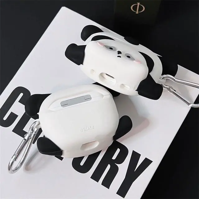 Alt view image 3 of 7 - Case Compatible with Airpods Pro/Pro2, Cute Kawaii Panda Design Earbuds Cover, Kids Boys Girls Portable Accessories Soft Silicone Wireless Earphone Shockproof Protector for Gifts Black White