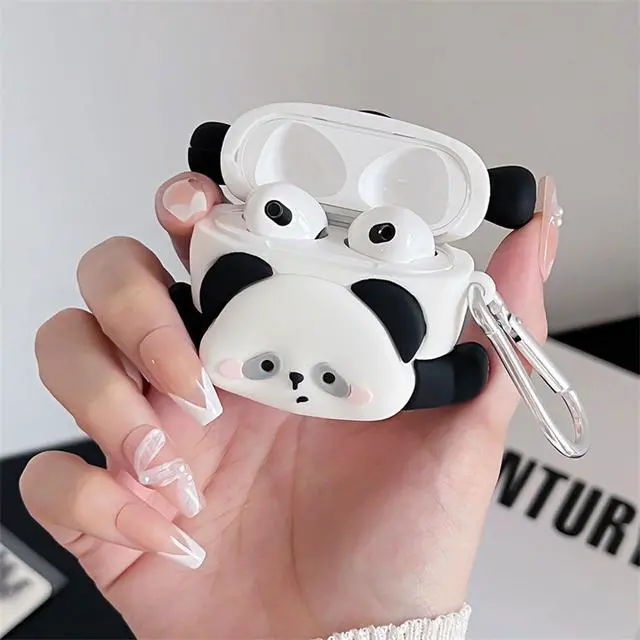 Alt view image 5 of 7 - Case Compatible with Airpods Pro/Pro2, Cute Kawaii Panda Design Earbuds Cover, Kids Boys Girls Portable Accessories Soft Silicone Wireless Earphone Shockproof Protector for Gifts Black White