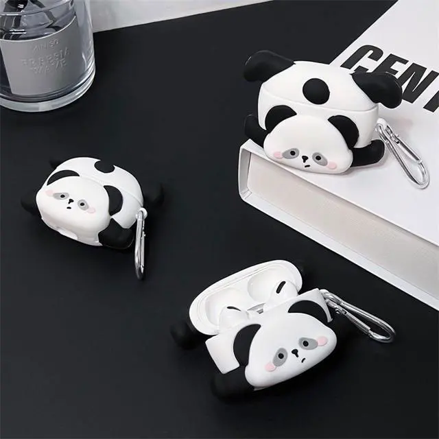 Alt view image 6 of 7 - Case Compatible with Airpods Pro/Pro2, Cute Kawaii Panda Design Earbuds Cover, Kids Boys Girls Portable Accessories Soft Silicone Wireless Earphone Shockproof Protector for Gifts Black White