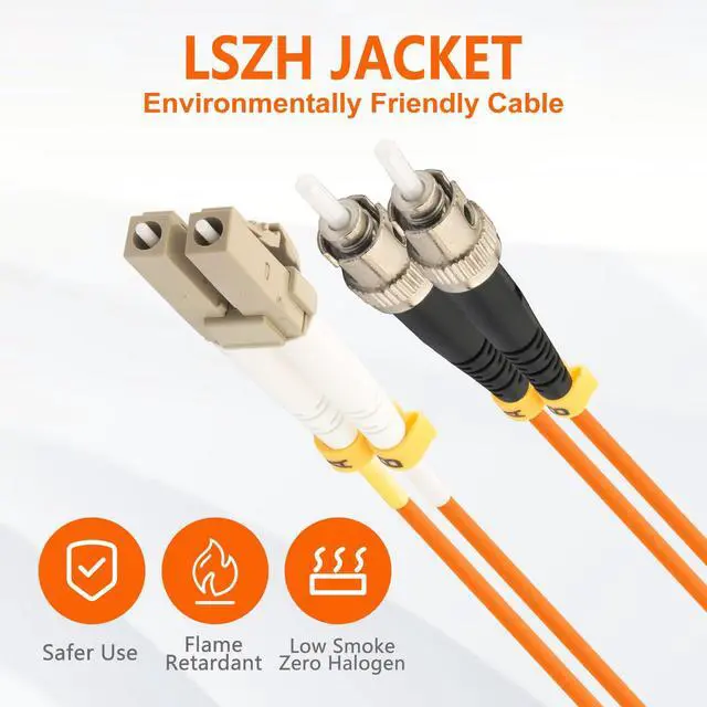 Alt view image 7 of 7 - 65FT LC to ST Fiber Patch Cable OM1, Multimode Duplex Jumper Cord | Long-reach solution for cross-room networking. Bridge LC SFP to legacy ST devices. Low loss, LSZH Orange for Enterprise IT