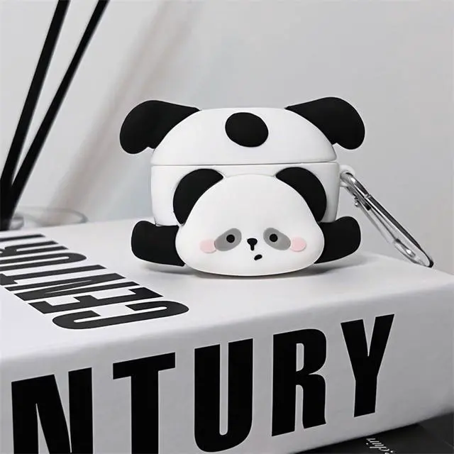 Alt view image 7 of 7 - Case Compatible with Airpods Pro/Pro2, Cute Kawaii Panda Design Earbuds Cover, Kids Boys Girls Portable Accessories Soft Silicone Wireless Earphone Shockproof Protector for Gifts Black White