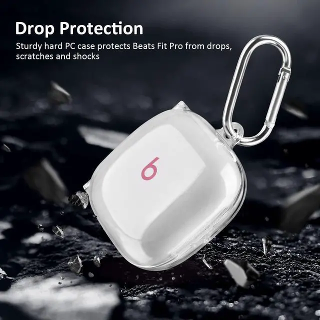 Alt view image 2 of 6 - Compabitle with Beats Fit Pro Case Cover, Hard Case for Apple Beats Fit Pro 2021 Shockproof Protective Earbuds Case with Keychain Accessories for Men Women (Clear)