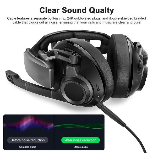 Alt view image 3 of 7 - Replacement GSP 600 Cable Audio Cord Compatible with Sennheiser GSP 670, GSP 600, GSP 500, GSP 350, G4ME ONE, G4ME Zero, PC 373D, Game ONE, Game Zero Gaming Headsets, 2m/6.6ft