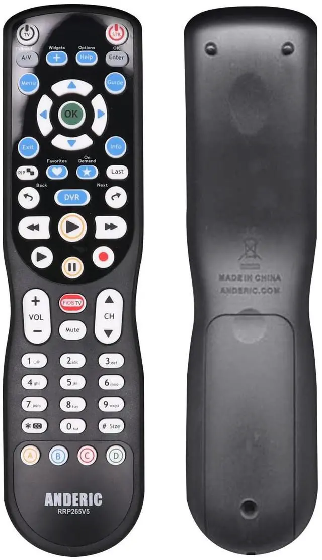 Main image of RRP265V5 Replacement Remote Control Compatible with Verizon FiOS | 2-Device, Version 2/3/4/5 RC2655007/01, Work with All FiOS Systems and Set Top Boxes Replacement Controller